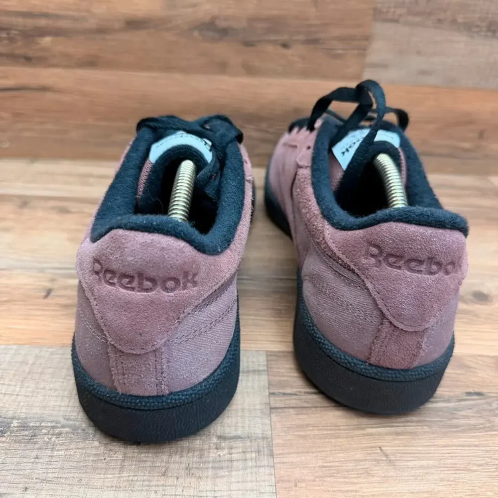 Reebok Club C 85 Mens Size 12 Mauve Pink Suede Sneakers Black Sole Classic